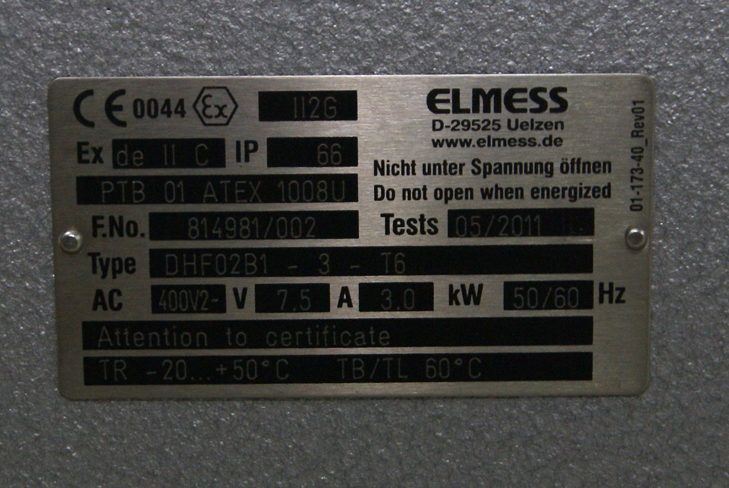 Elmess Heater DhF02B1-3-T6  PTB 01 ATEX 1008U  (Request price)