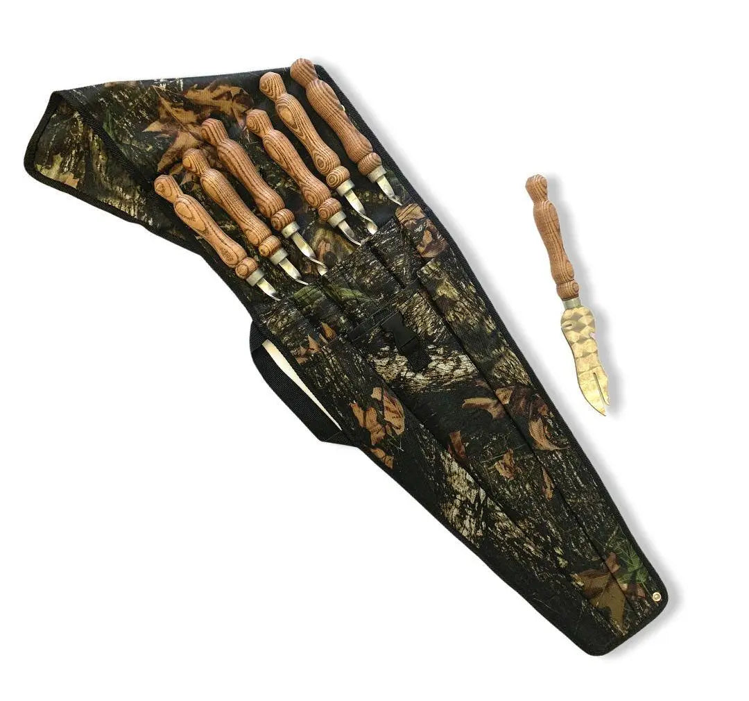 Gorillas BBQ BoyScout skewer set in tarpaulin case (Request price)