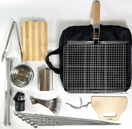 Grill and kebab set Camping Gorillas BBQ in tarpaulin case (Request price)