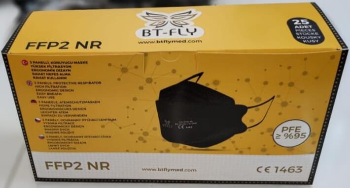 BT-FLY FFP2 Face Masks / Mouth Masks - black, individually wrapped, model: butterflies  (Request price)
