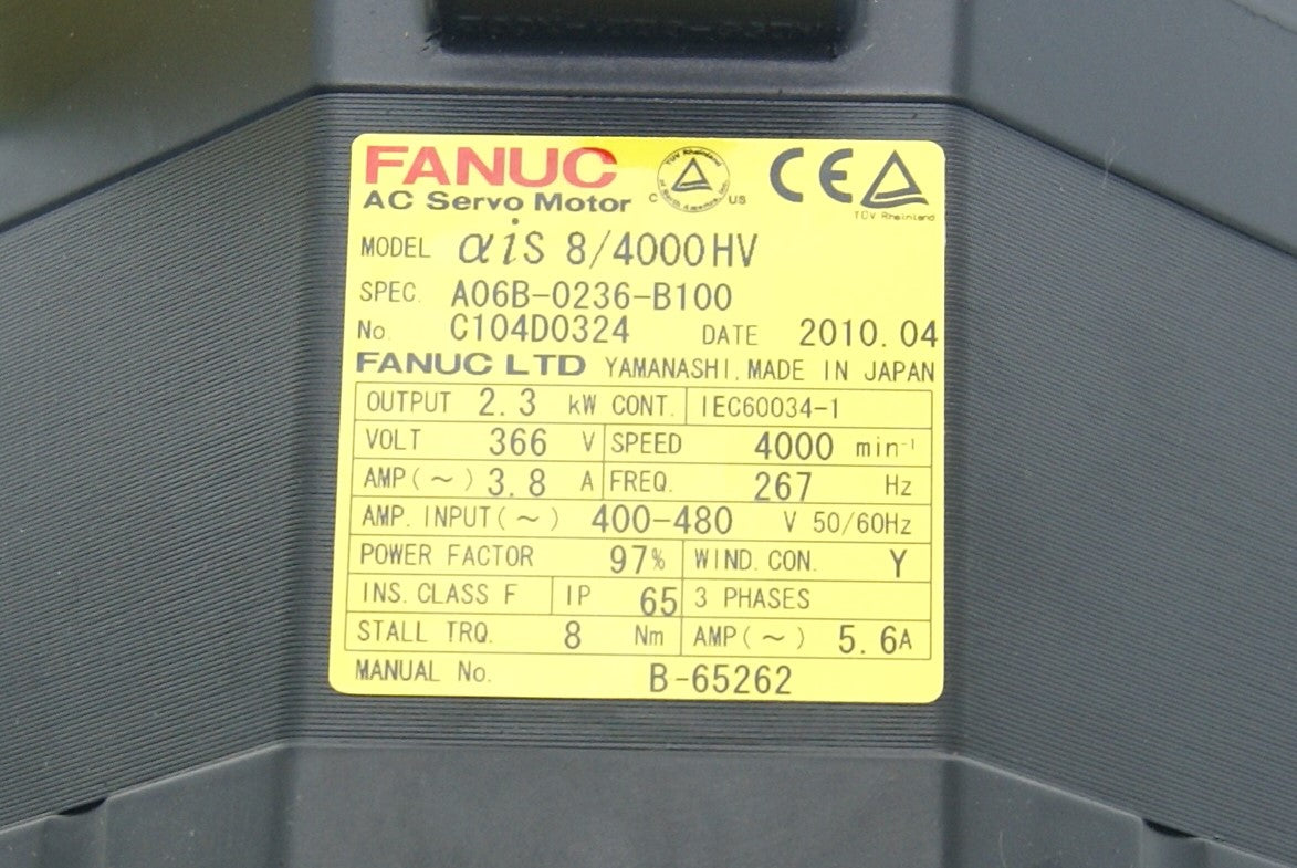 AC-SERVOMOTOR MDL AiS8/4000HV, ST, SLK, a1000 Fanuc