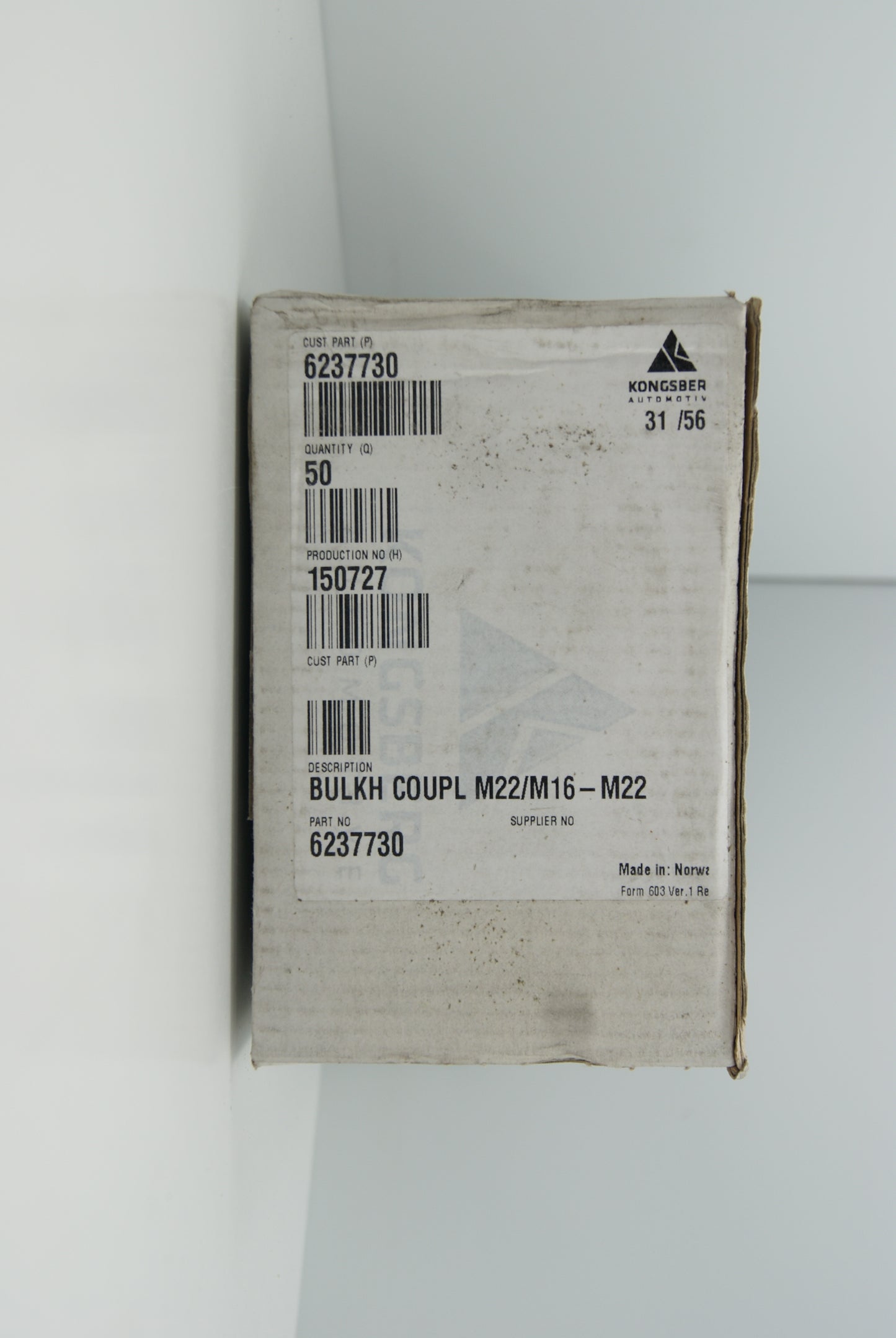 Kongsberg 6237730 Bulkhead fitting M22X1.5 / M16X1.5 (Request price)