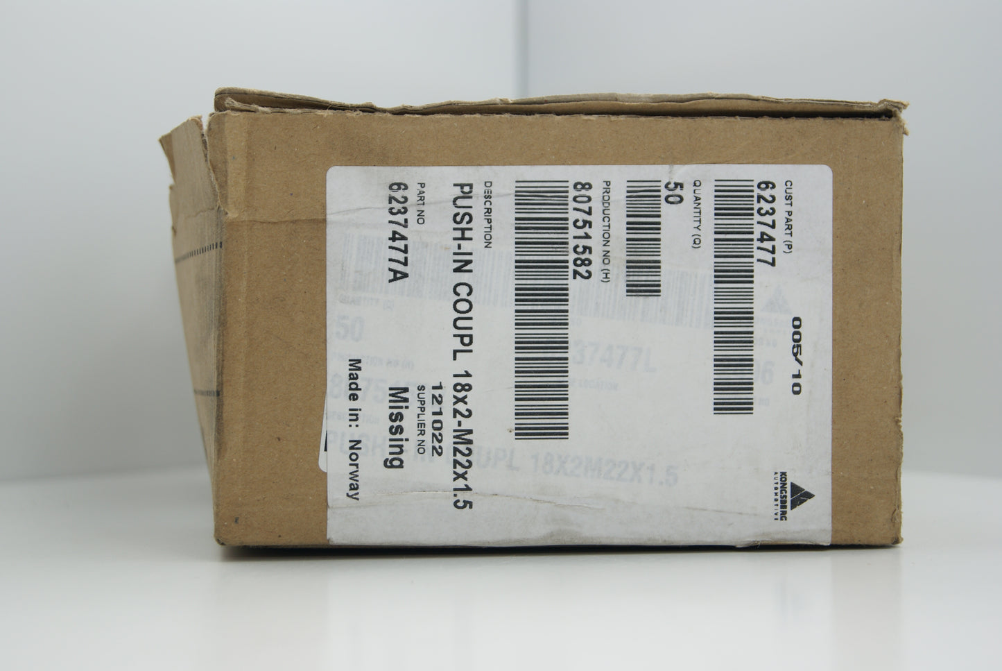 Kongsberg 6237477  GE connectors Coupling insert 18x2-M22x1.5 121022  (Request price)