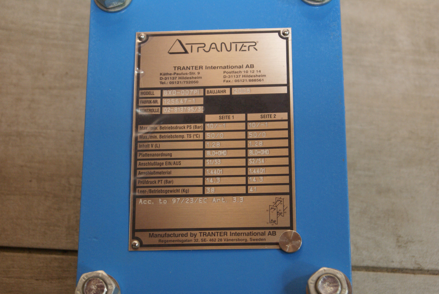 Plattenwärmetauscher Tranter GXD-007PI