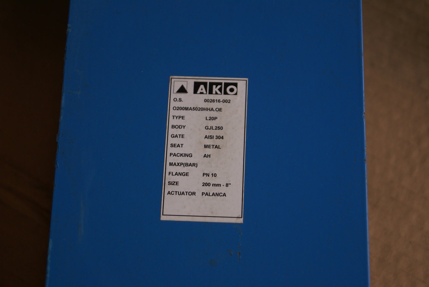 Flat slide valve with flange connection from AKO L20P DN200 PN10  (Request price)