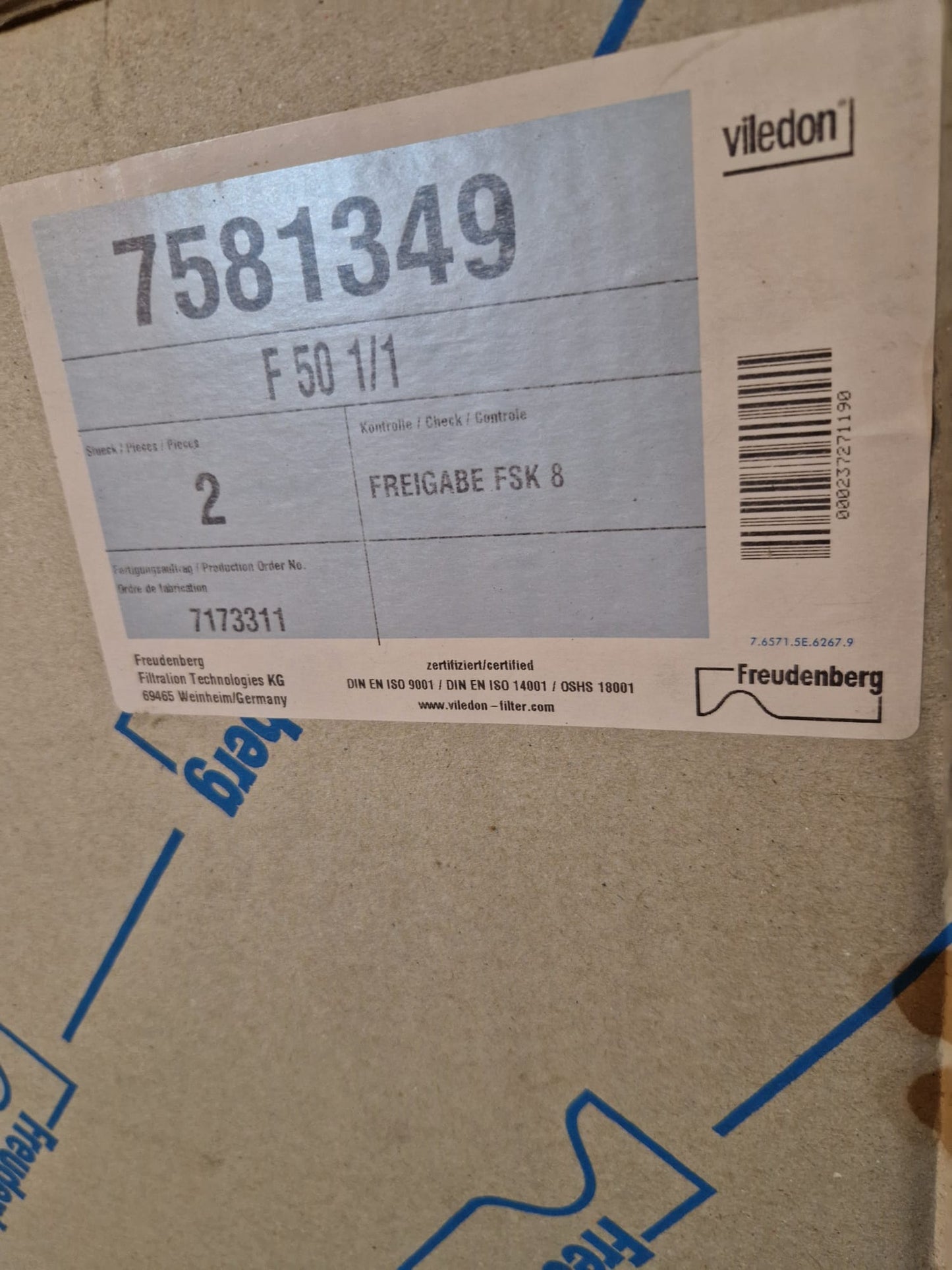 Freudenberg F50 1/1 (7581349)  (Request price)