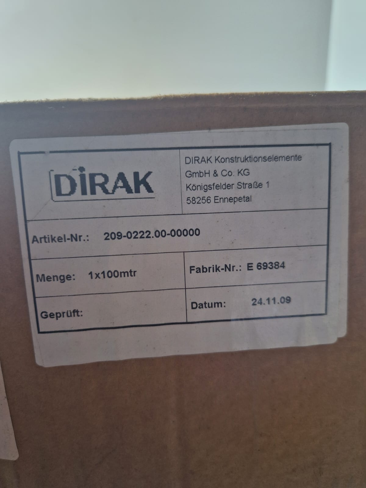 DIRAK Sealing 202-0222.00-00000 (E 69384)  (Request price)