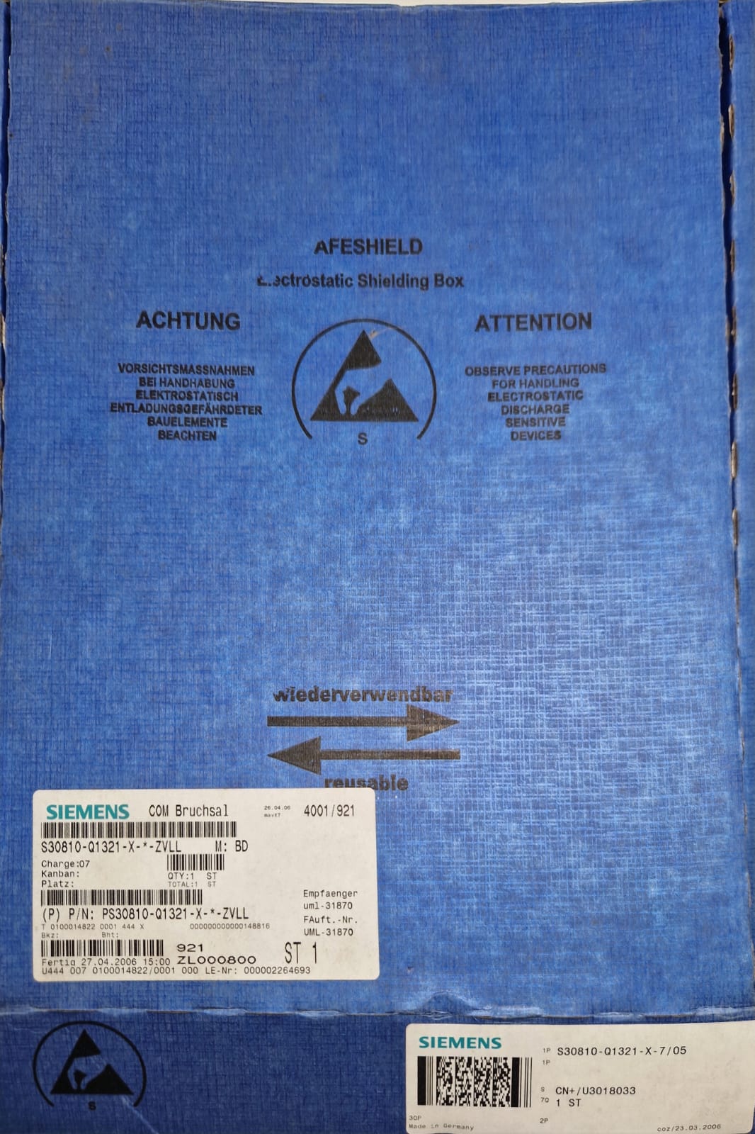 Siemens WITH Bruchsal S30810-Q1321-X-*-ZVLL M: BD (Request price)