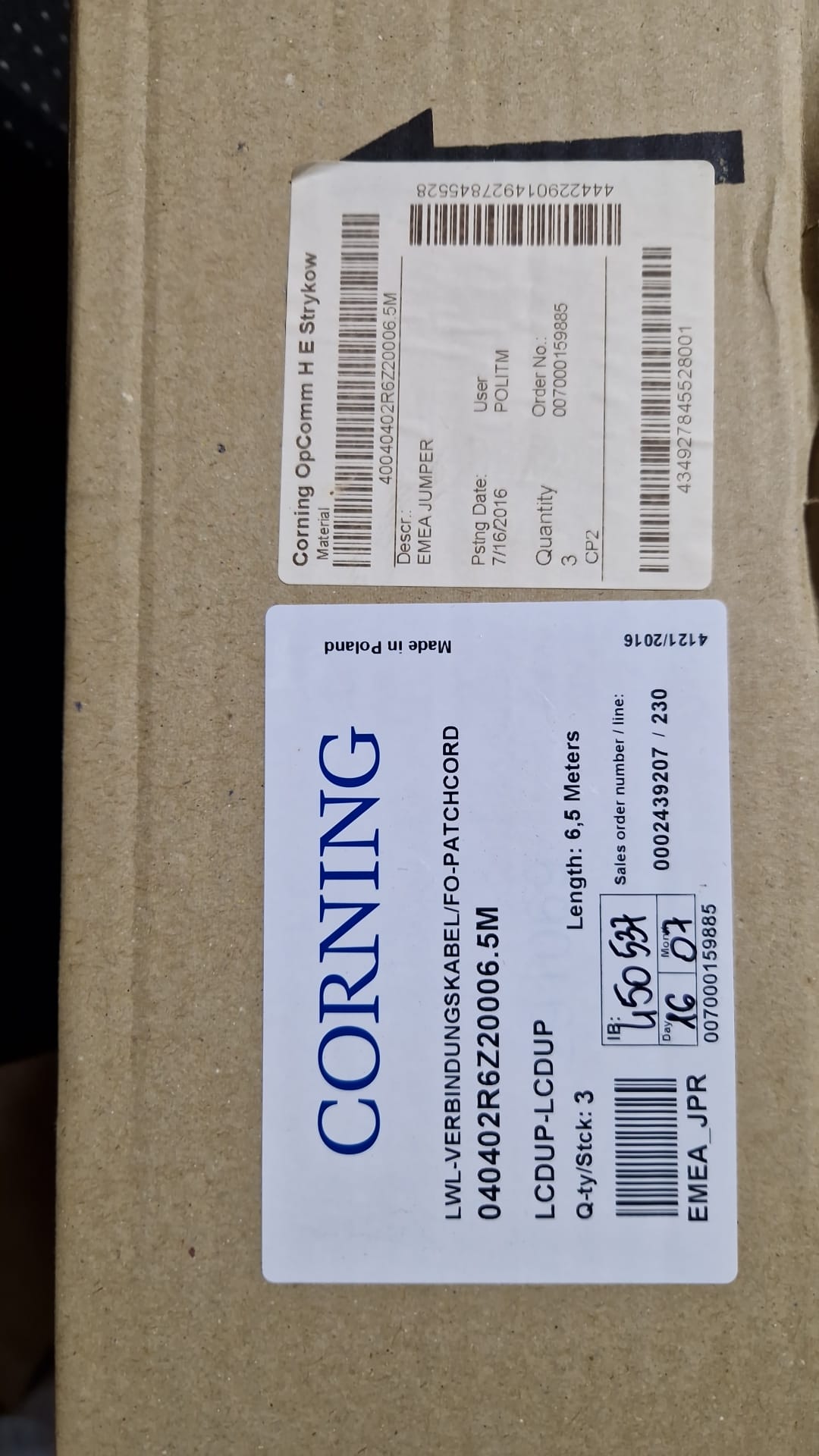 Fiber Optic Connection Cable/FO Patch Cord CORNING 040402R6Z2000  6.5M  (Request price)