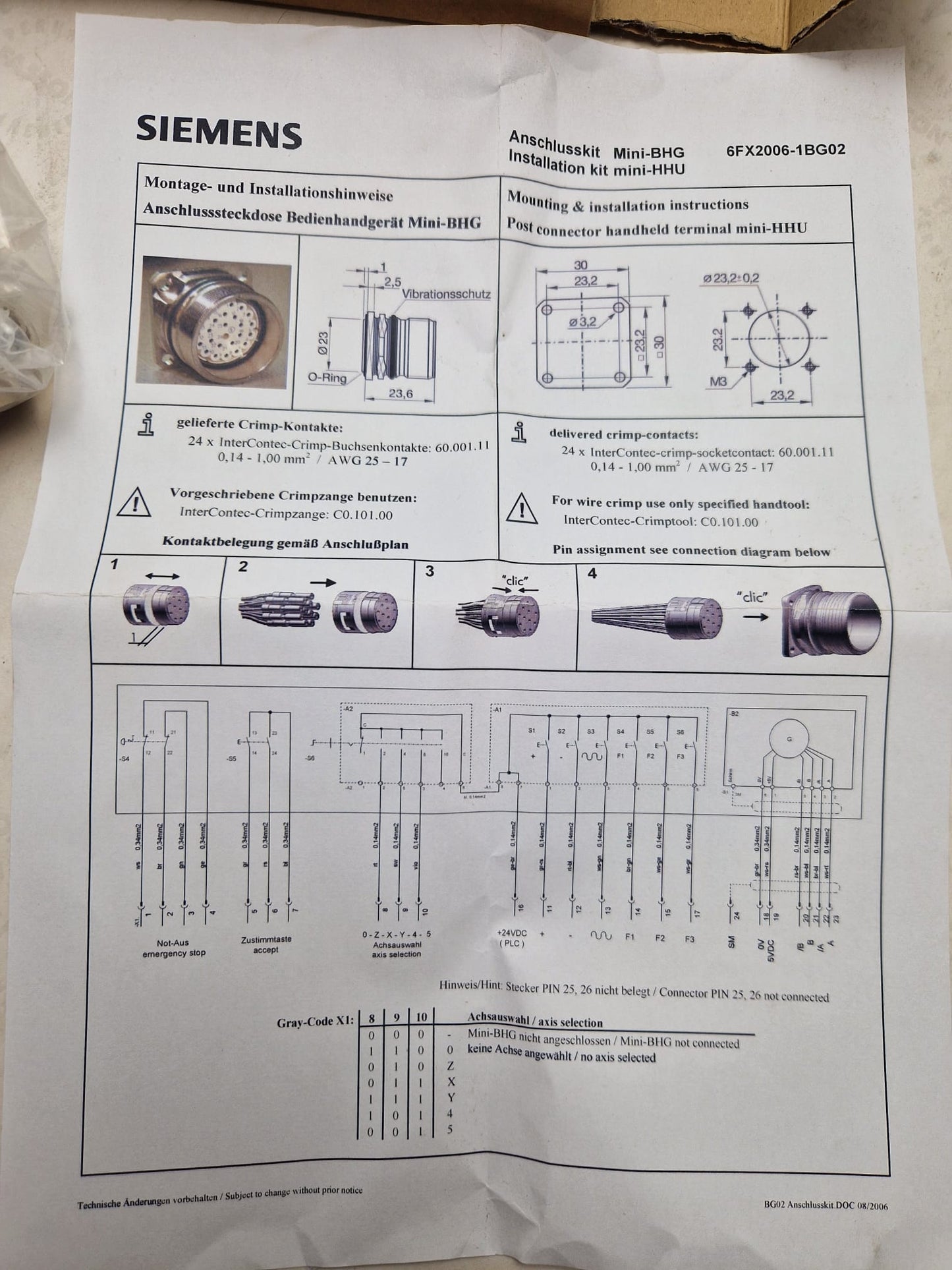 Siemens Connection Kit Mini-BHG 6FX2006-1BG02 (Request price)