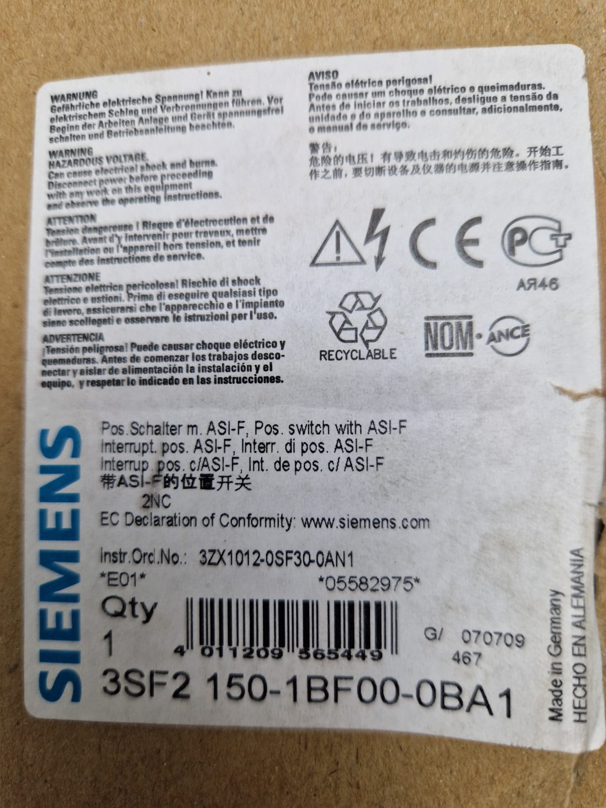 Siemens 3SF2150-1BF00-0BA1 CABLE OPERATED SWITCH (Request price)