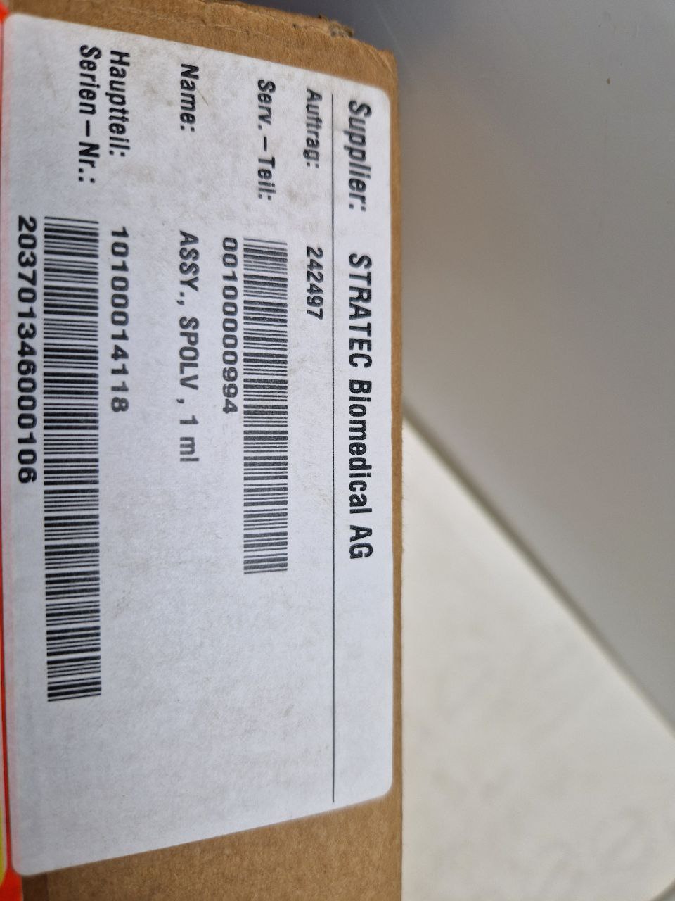 ASSY., SPOLV, 1 ml, 10100014118 / 0010000099 STRATEC Biomedical AG
