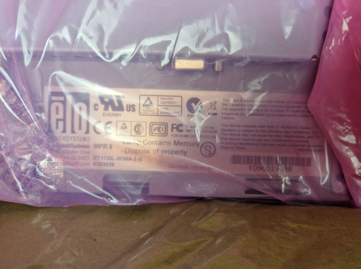 Elo Touchsystems Open Frame Touchscreen ET1739L-8CWA-3-G, E363628 Working  (Request price)