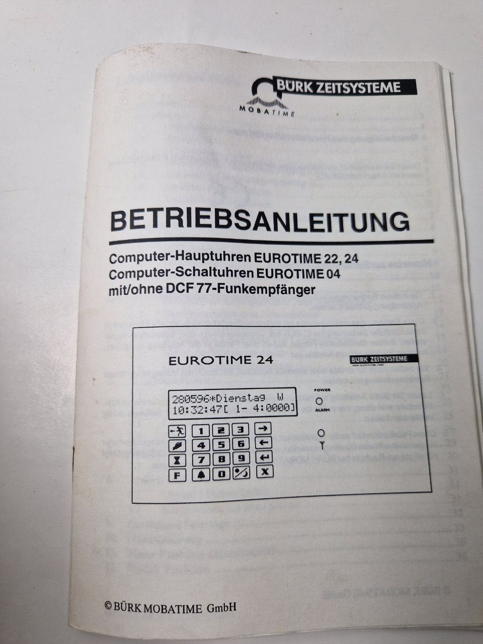 COMPUTER MASTER CLOCKS EUROTIME 22  (Request price)