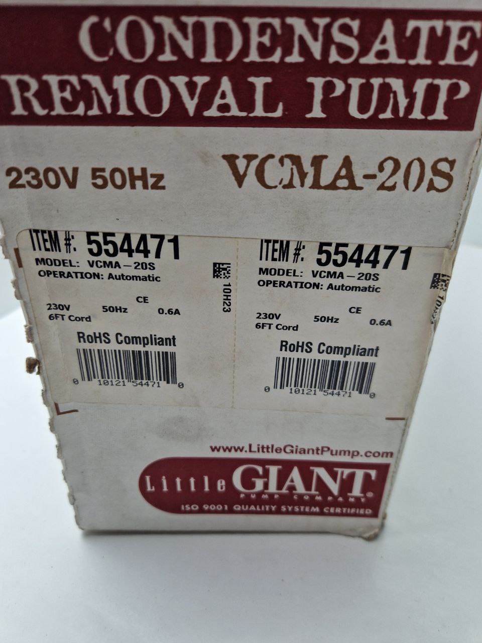 CONDENSATE REMOVAL PUMP VCMA-20S Little Giant  (Request price)