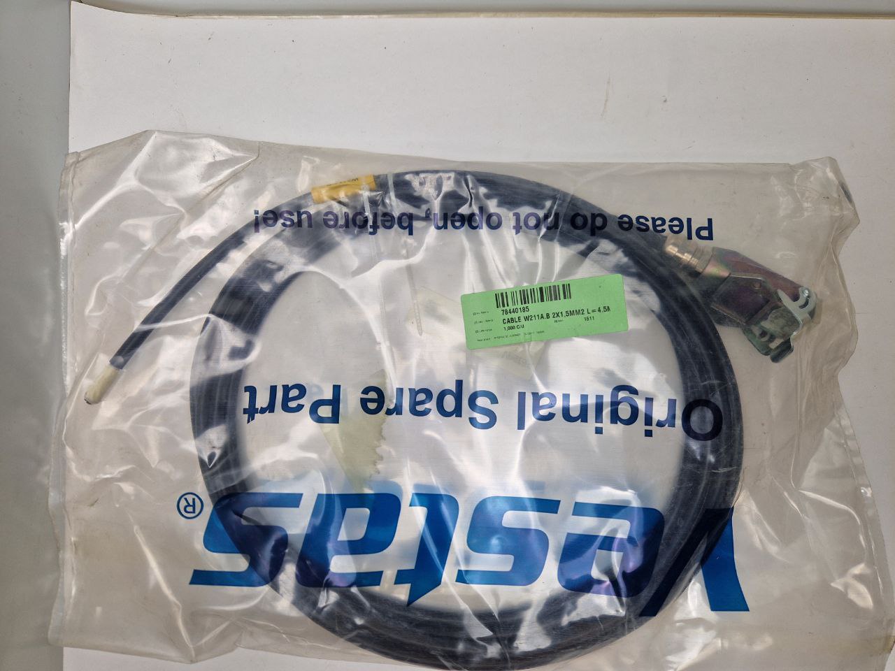 CABLE W211A.B 2X1,5MM2 L=4.5M, Item: Vestas 78440185  (Request price)