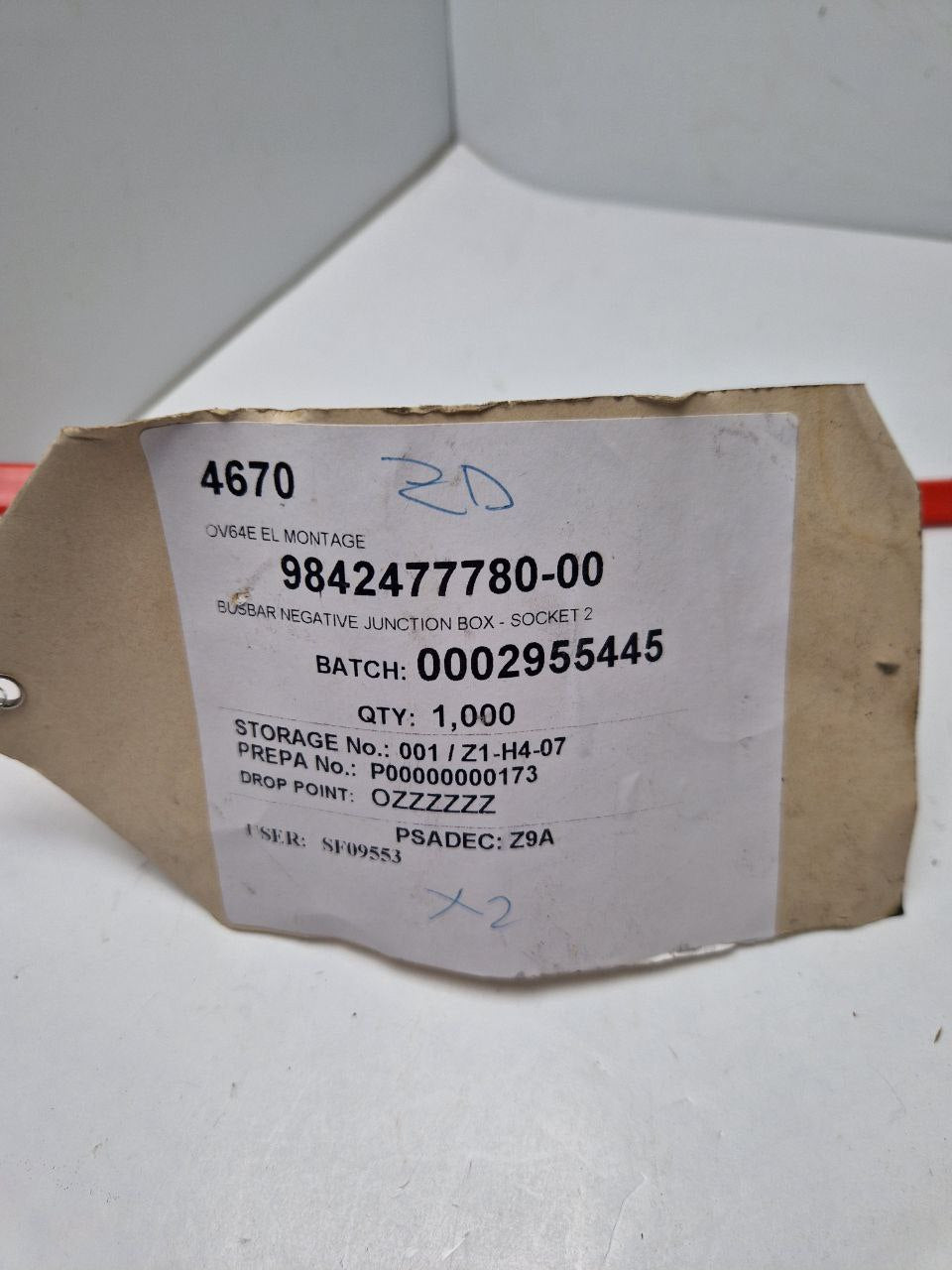 BUSBAR NEGATIVE JUNCTION BOX - SOCKET 2, BUSBAR 6 9842477780 01  (Request price)