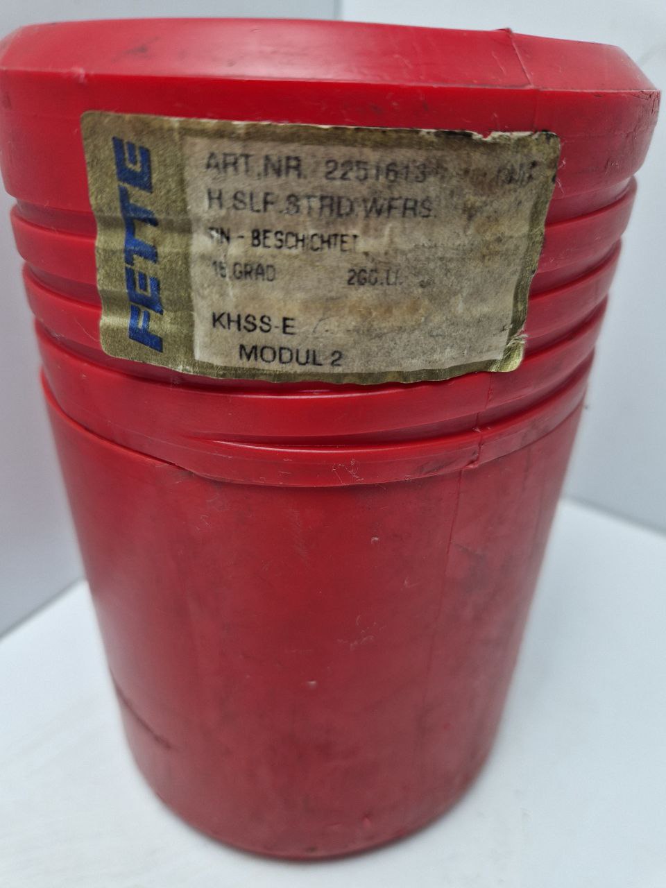 FETTE gear cutting tool 2251613 5 DIN 3968A 03 16019004 m2 L2 E <15° Stg <2°25' pz 12,5776, KHSS-E U  (Request price)