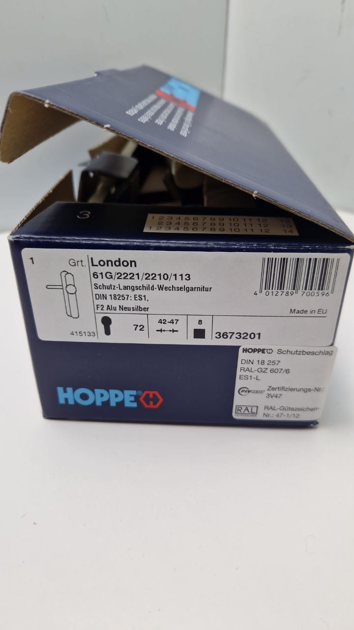 HOPPE aluminium security long plate change fitting for exterior/apartment doors Security fittings London 3673201  (Request price)
