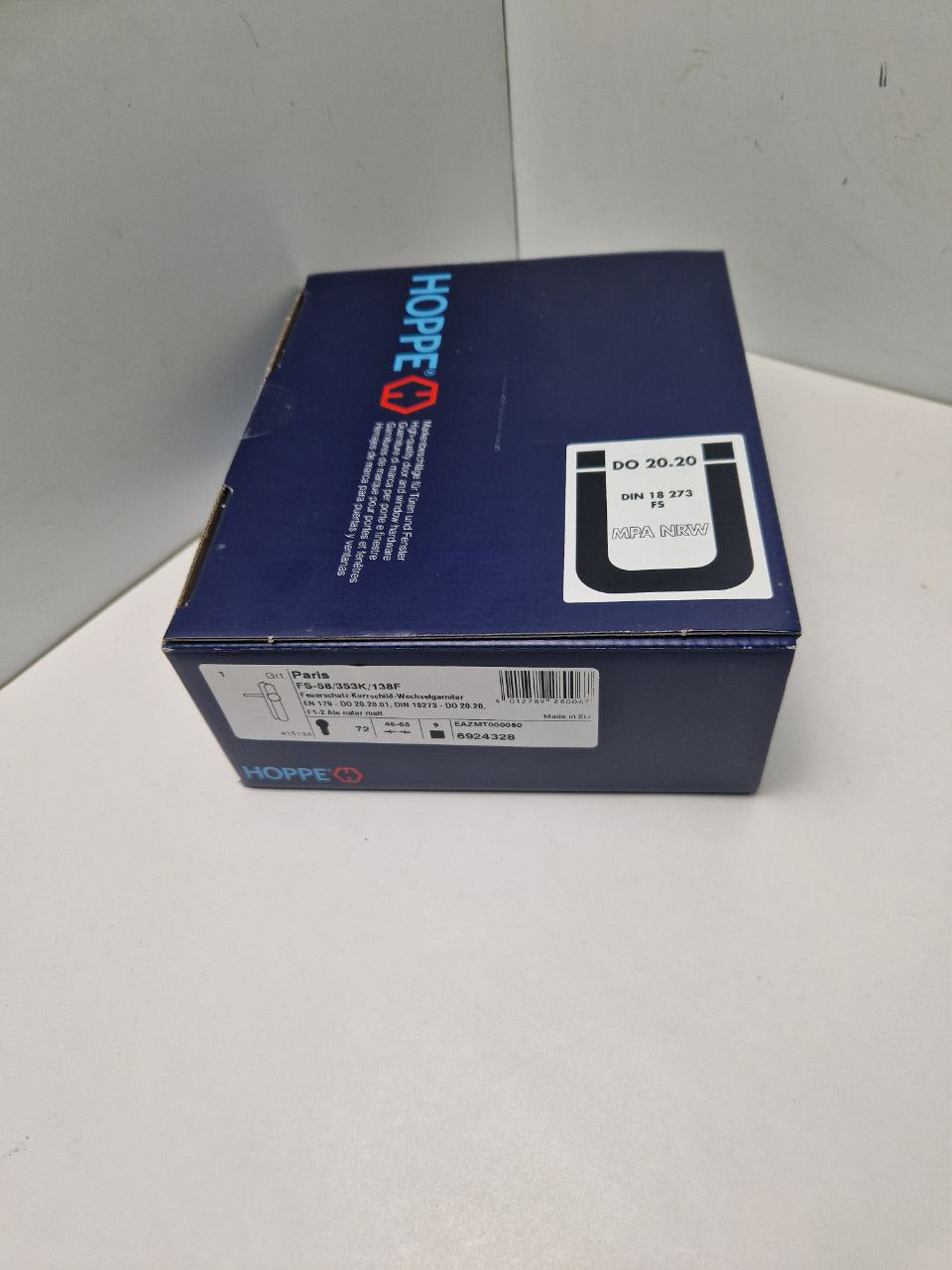 HOPPE® FH door handle set with short plate Paris FS-58/353K/138F, aluminum, 6924328  (Request price)