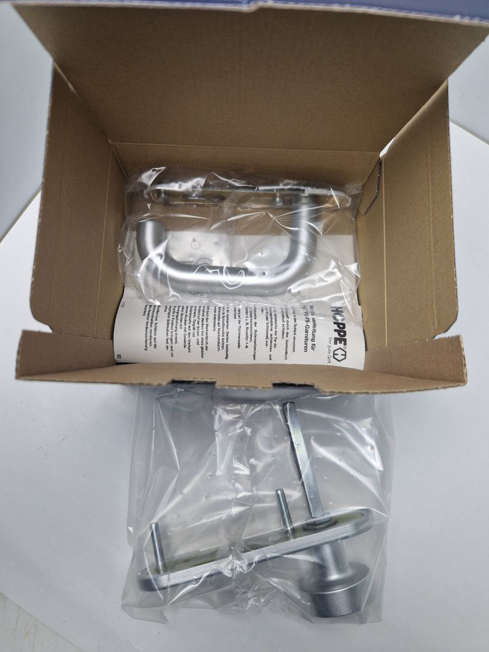 HOPPE® FH door handle set with short plate Paris FS-58/353K/138F, aluminum, 6924328  (Request price)