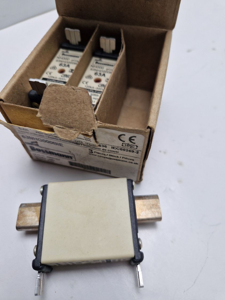 Eaton-Bussmann series – NH fuse with low voltage 63NHG000BI, Modellcode: NH FUSE 63A 500V SIZE 000 GG IMGL  (Request price)