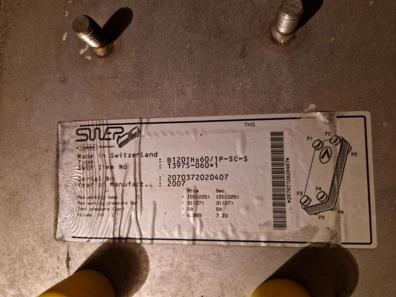 PLATE HEAT EXCHANGER SWEP B120THX60/1P-SC-S (Request price)