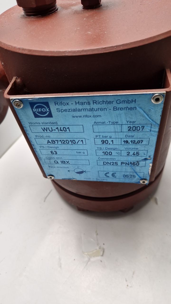 RIFOX Special fittings WU-1401 DN25 PN160 RIFOmat float steam trap (Request price)