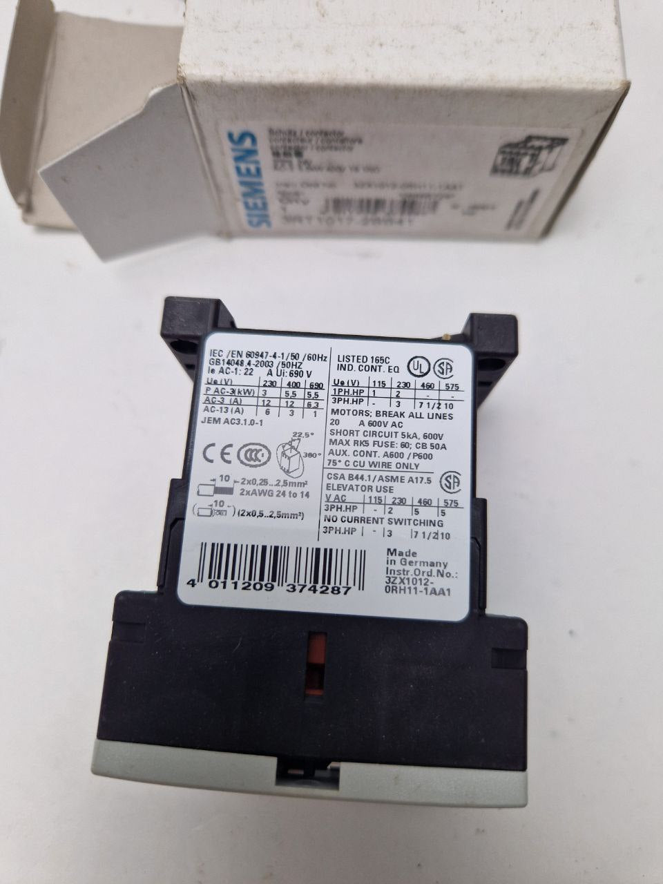SIEMENS SIRIUS 3RT1017-2BB41, Power contactor 24V, AC-3: 5,5kW 400V 1S 1NO (Request price)