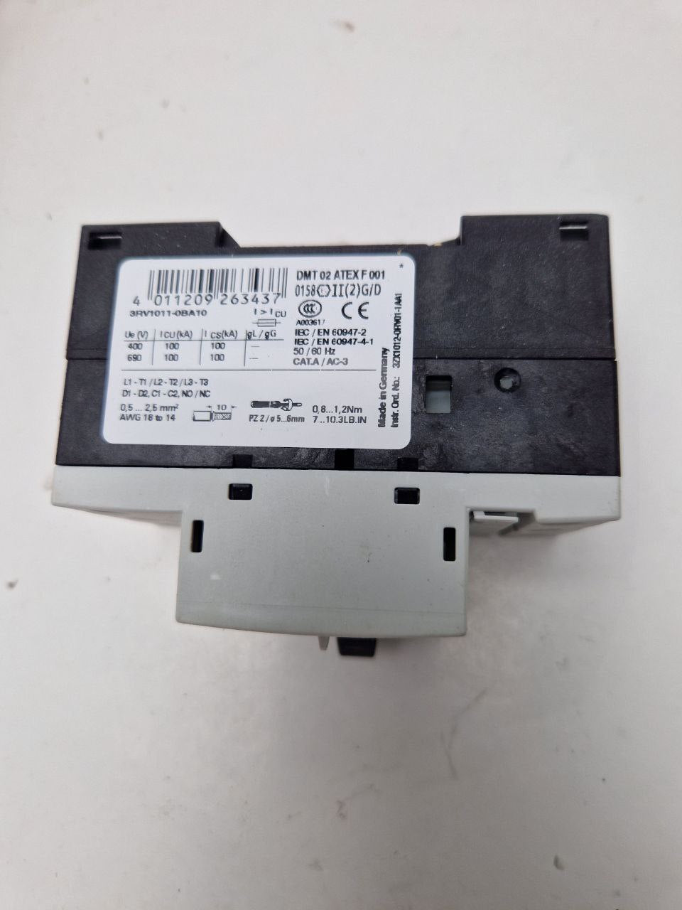 SIEMENS SIRIUS 3RV1011-0BA10, Molded case circuit breaker 0.14-0.2A (Request price)