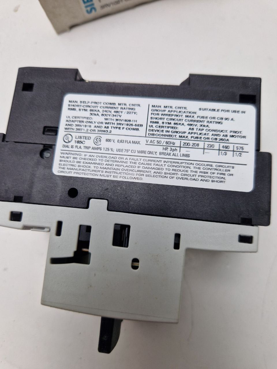 SIEMENS SIRIUS 3RV1021-0GA10, Power switch 0.45-0.63A (Request price)