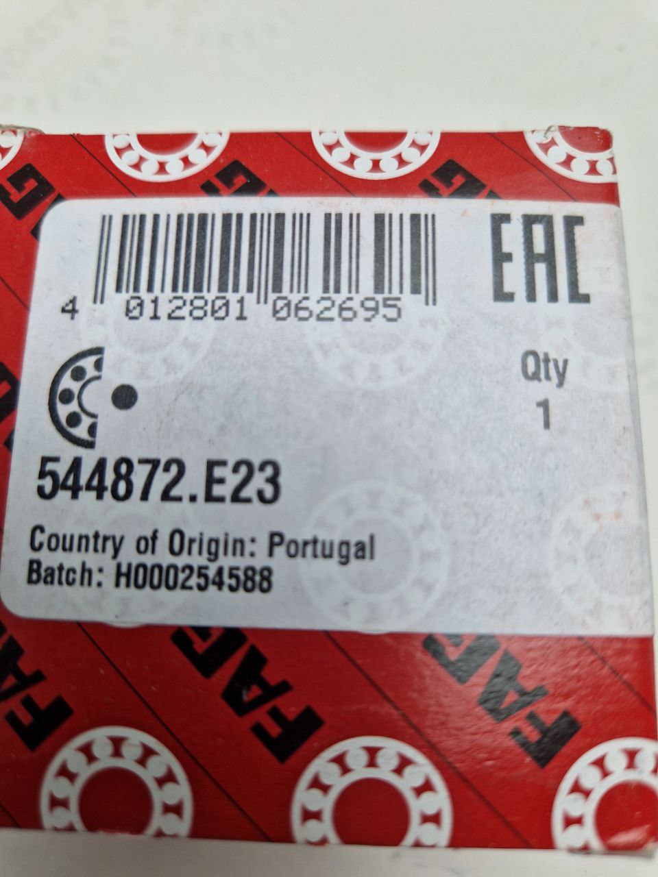Bearing 544872.E23 ( 25X62X19) FAG, for flywheel of DAF 0661319