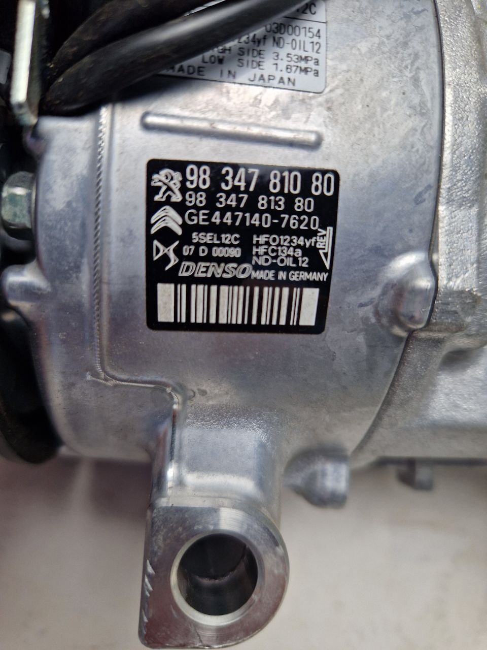 Air conditioning compressor pump 98 347 810 80, 98 347 813 80 DENSO, for Peugeot, Citroën (Request price)