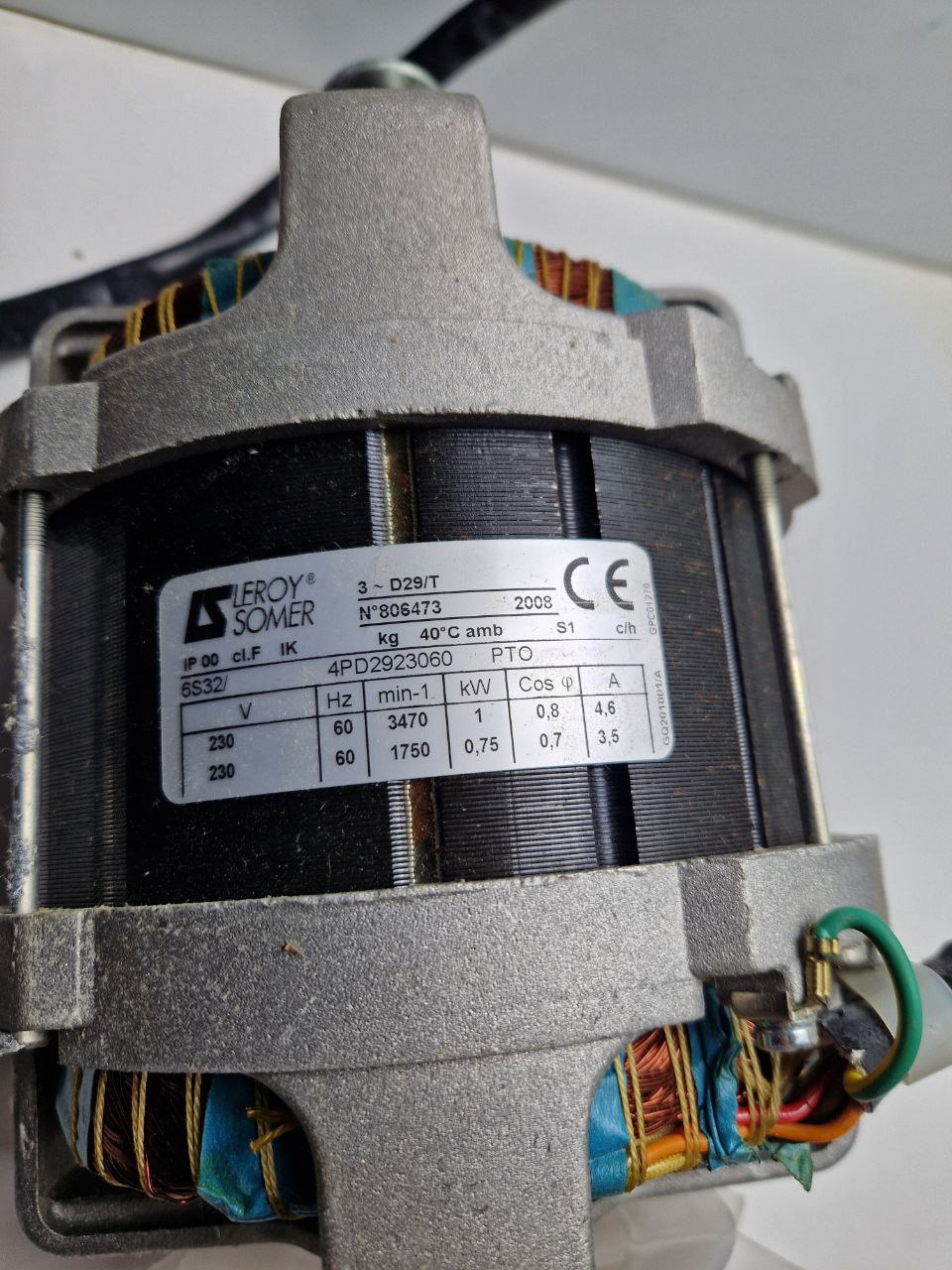 MOTOR LEROY SOMER 3-D29/T 230V / 60Hz / 3470 min-1/ 1kW / Cos. 0,8 / 4,6A (Request price)