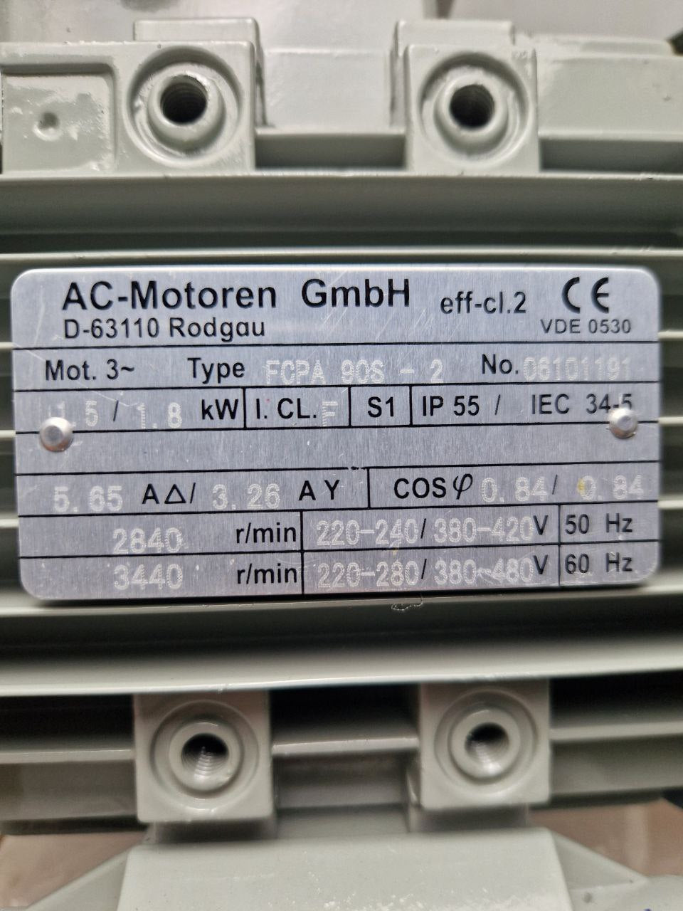 Electric motors FCPA 90S-2 B35 1.5 KW, HP 2840 rpm, 230/400 V, 50 Hz (Request price)