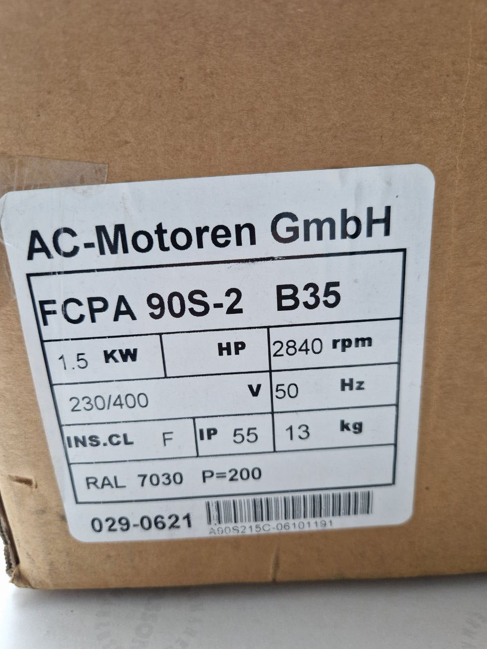 Electric motors FCPA 90S-2 B35 1.5 KW, HP 2840 rpm, 230/400 V, 50 Hz (Request price)