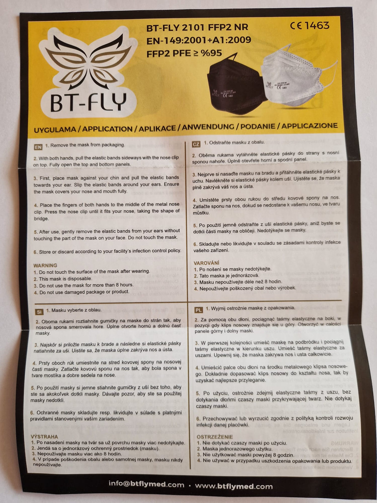 BT-FLY FFP2 Face Masks / Mouth Masks - black, individually wrapped, model: butterflies  (Request price)