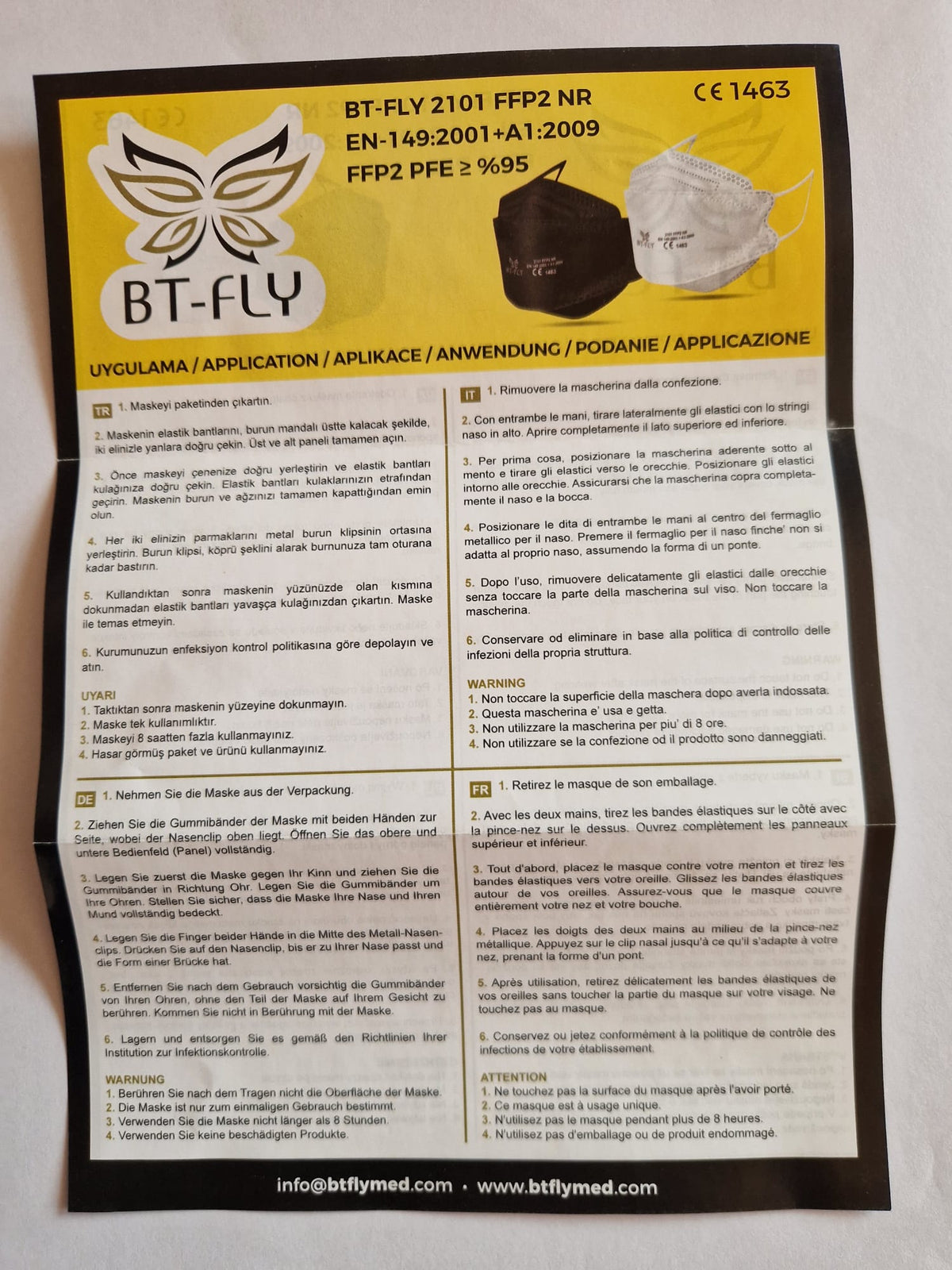BT-FLY FFP2 Face Masks / Mouth Masks - black, individually wrapped, model: butterflies  (Request price)