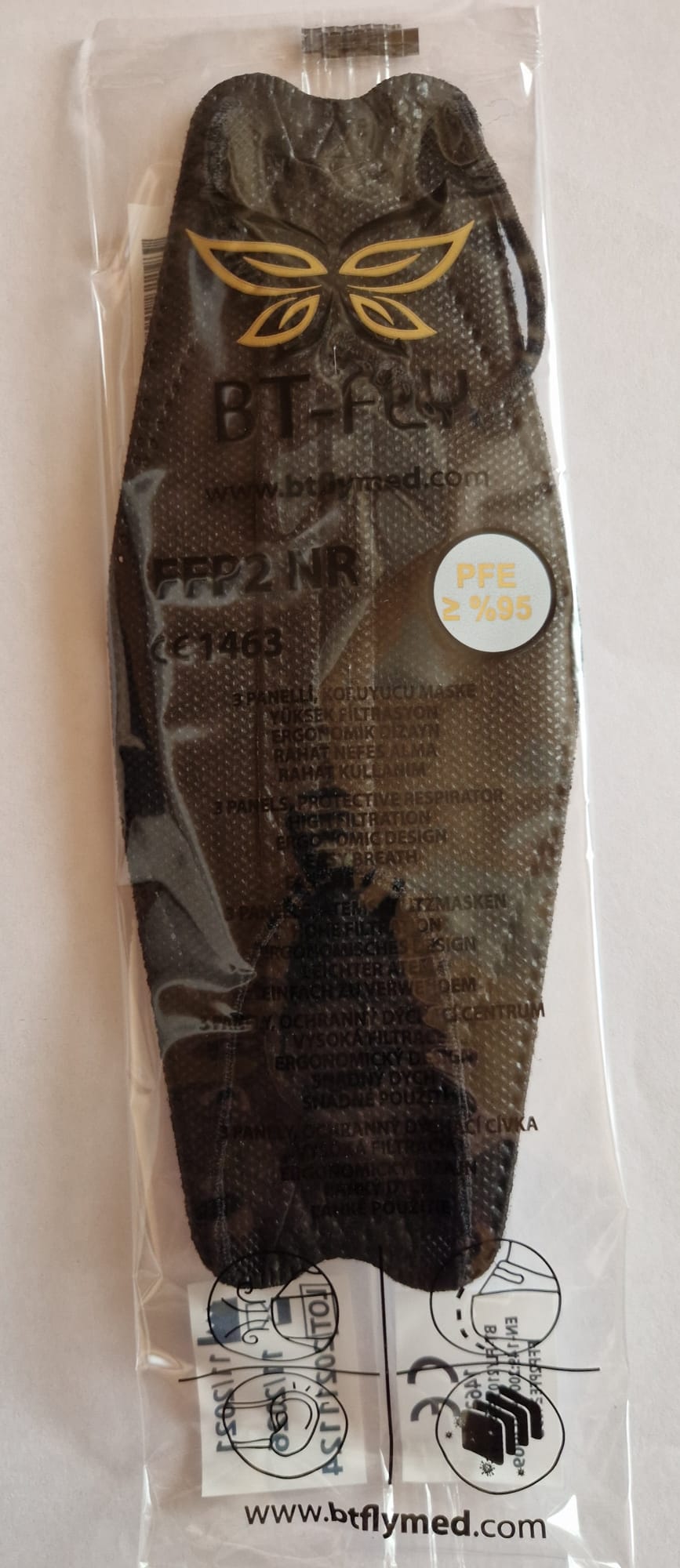 BT-FLY FFP2 Face Masks / Mouth Masks - black, individually wrapped, model: butterflies  (Request price)