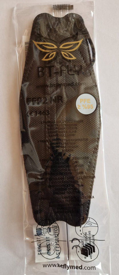 BT-FLY FFP2 Face Masks / Mouth Masks - black, individually wrapped, model: butterflies  (Request price)