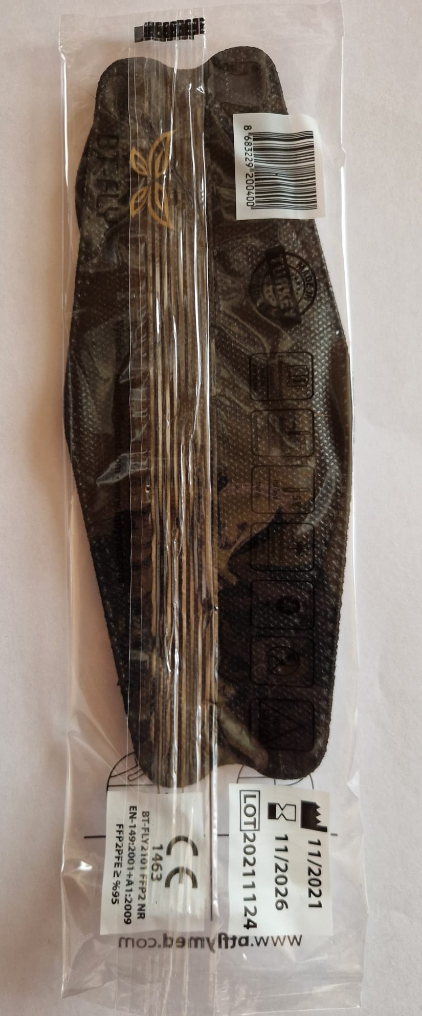 BT-FLY FFP2 Face Masks / Mouth Masks - black, individually wrapped, model: butterflies  (Request price)
