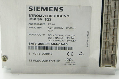 Siemens KSP SV S23 Power Supply 6AR1306-0HA04-0AA0