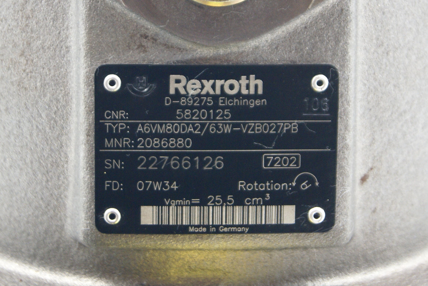 Moteur hydraulique Volvo 11308275 - REXROTH type A6VM80