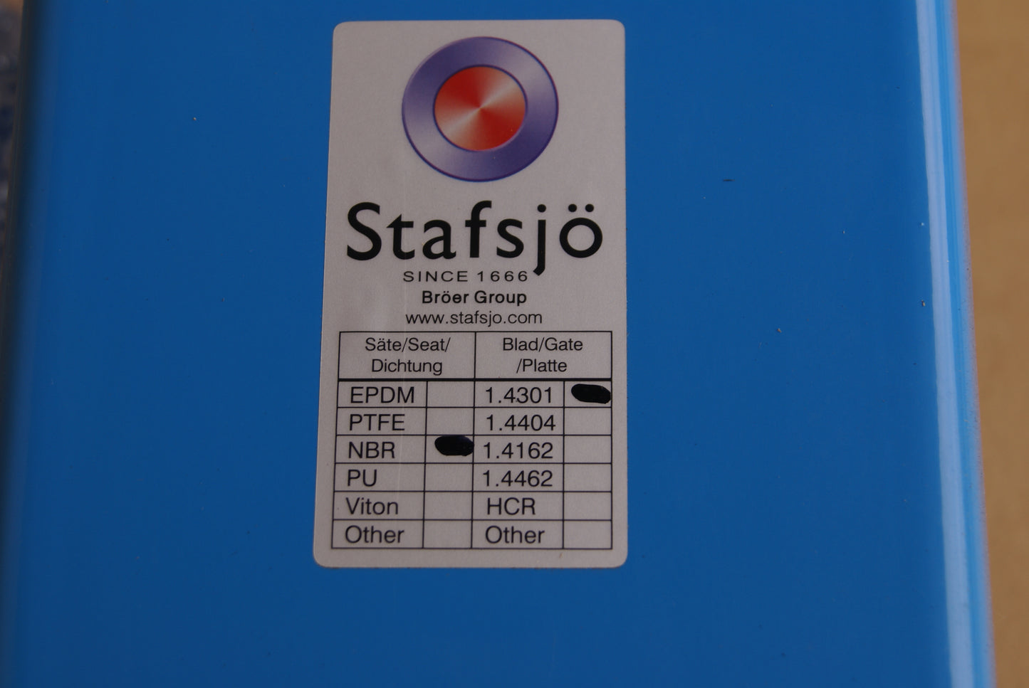 Stafsjö FM200 Stoffschieber DN 200 EPDM Grauguss Handrad mit Steigspindel Art.No. WHA020072R48