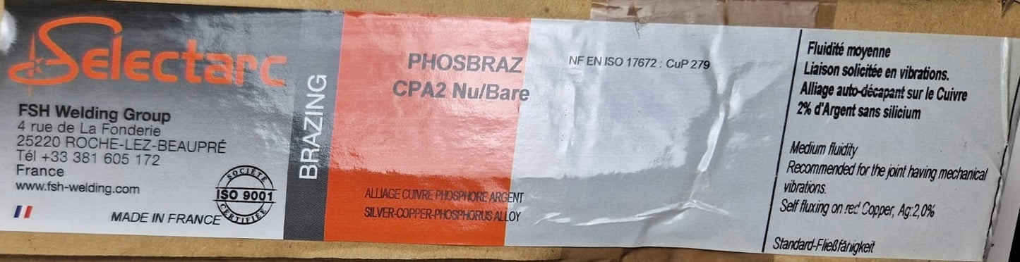 PHOSBRAZ CPA2 Nu/Bare  d. 3.0mm x L 500mm