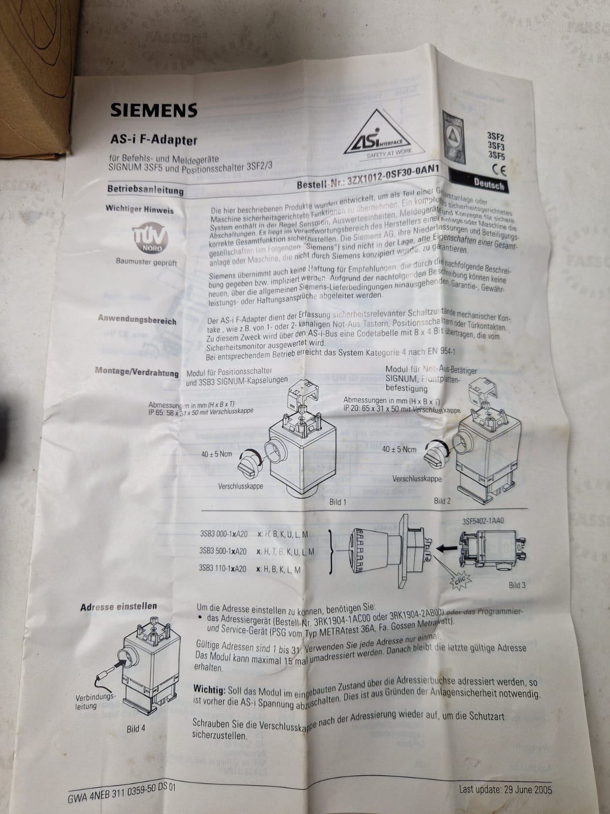 Siemens 3SF2150-1BF00-0BA1 CABLE OPERATED SWITCH