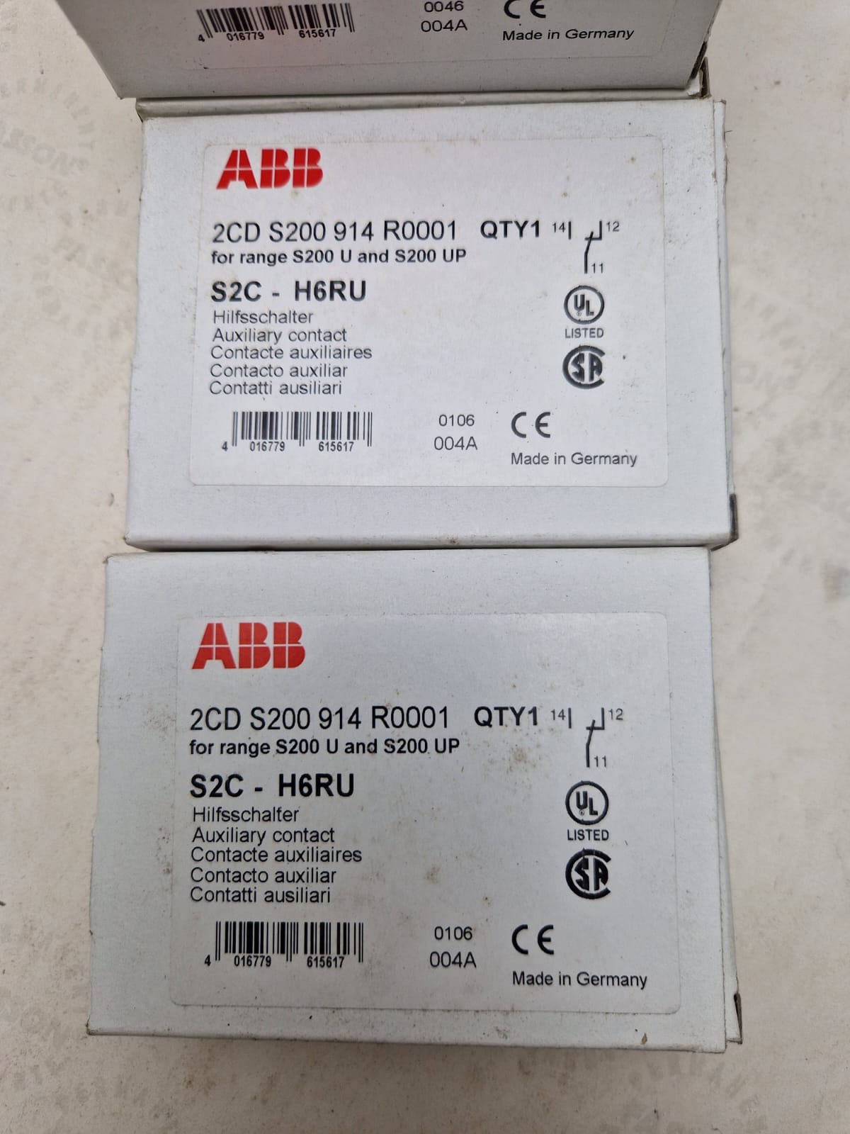 ABB, S2C-H6RU, 2CD S200 914 R0001 Auxiliary Switch