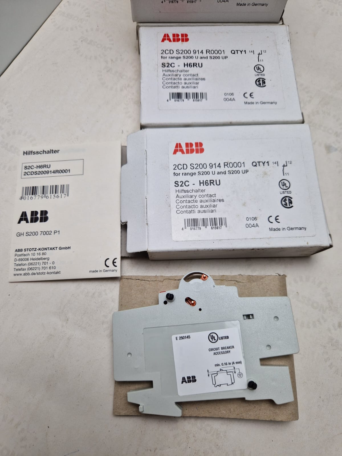 ABB, S2C-H6RU, 2CD S200 914 R0001 Auxiliary Switch