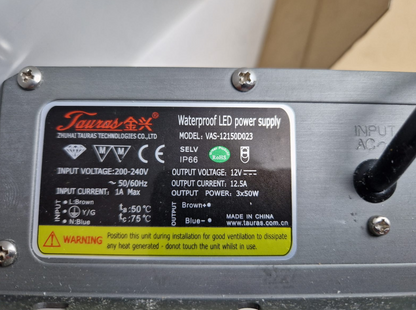 Waterproof LED Power Supply MODEL: VAS-12150D023 Tauras JinsinⓇ