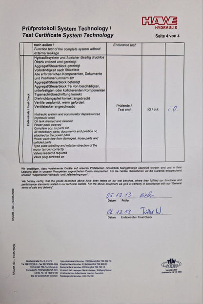 HAWE  Hydraulikaggregat Typ 13-075-H-00-02